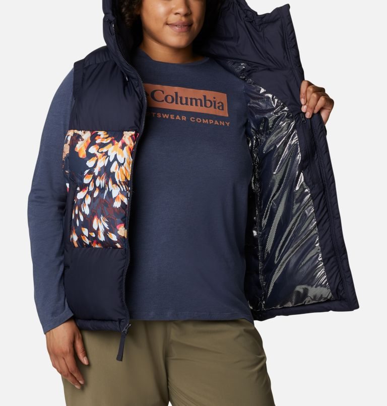 Women's Columbia Pike Lake II Insulated Vests Navy / Flower | Plus Size CA-O038C